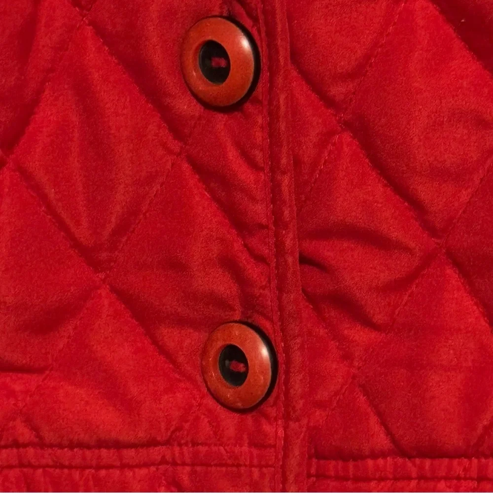 American Widgeon Jacket Quilted Peplum Red Matelasse Faux Fur Lined 6